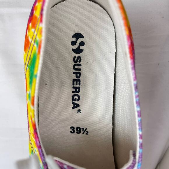 Superga Canvas Sneakers Rainbow Tie Dye Platform 2790 Size 39.5 - US 9 Like New - Picture 9 of 9